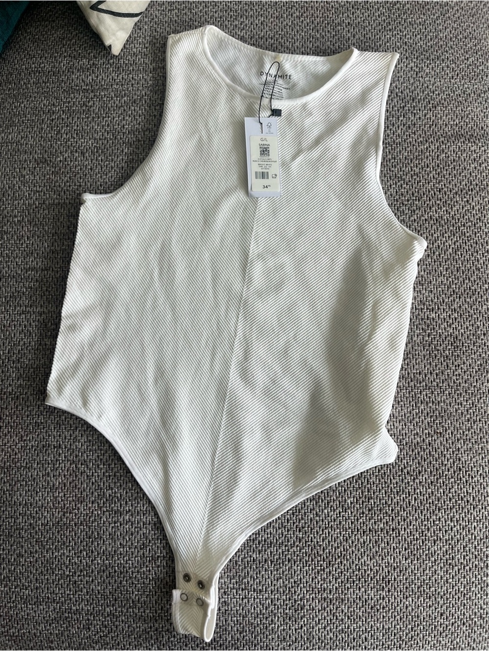 Dynamite Cream Ribbed Sleeveless Bodysuit